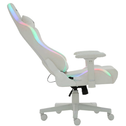 Silla Gamer Xzeal XZ15 RGB Tela Foam Reclinable 180° Base Metal Pistón Clase 4 150Kgs Brazos 4D Blanco