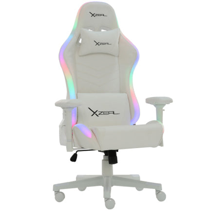 Silla Gamer Xzeal XZ15 RGB Tela Foam Reclinable 180° Base Metal Pistón Clase 4 150Kgs Brazos 4D Blanco