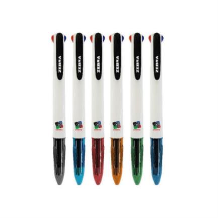 Bolígrafo Zebra 4 Color Retráctil Punto Mediano 1.0Mm Colores Negro-Azul-Rojo-Verde C/12 Pzas