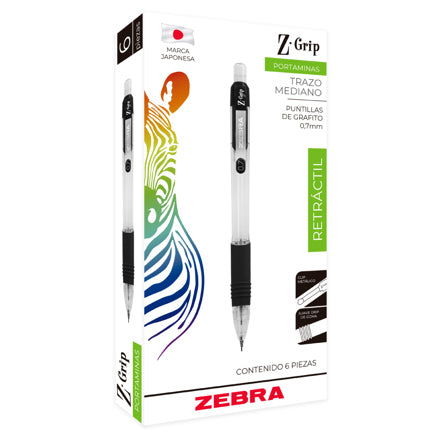Lapicero Zebra Z-Grip Retráctil 0.7Mm Color Azul C/6 Pzas