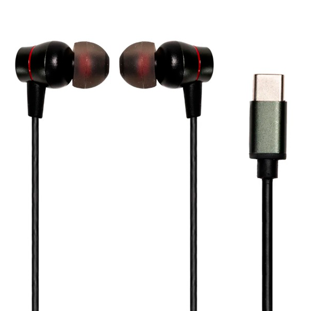 Audifonos alambricos Naceb color Negro IN-EAR USB-C con control