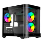 Gabinete Curvo Xzeal M-ATX/ITX 2x USB 2.0 + 1x USB 3.0 + 3.5 mm + 3 Ventiladores RGB Negro