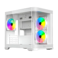 Gabinete Curvo Xzeal M-ATX/ITX 2x USB 2.0 + 1x USB 3.0 + 3.5 mm + 3 Ventiladores RGB Blanco