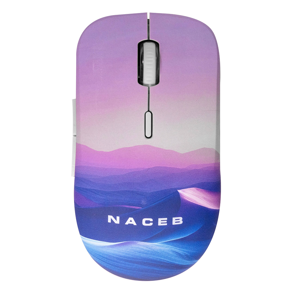 Mouse alambrico Naceb diseÃ±o impreso color Magenta 1600 DPI 3 botones