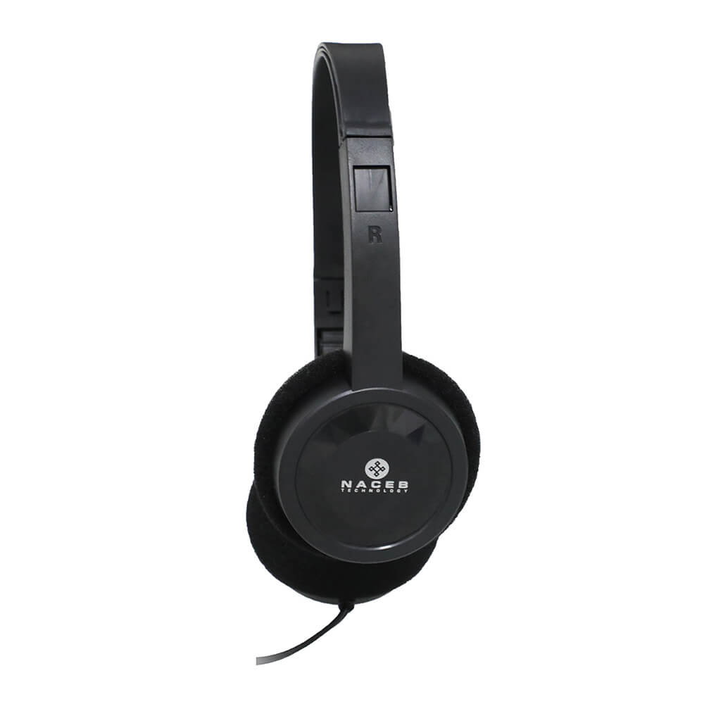 Audifono diadema alambrico Naceb para pc negro 3.5mm c/microf 1.5m