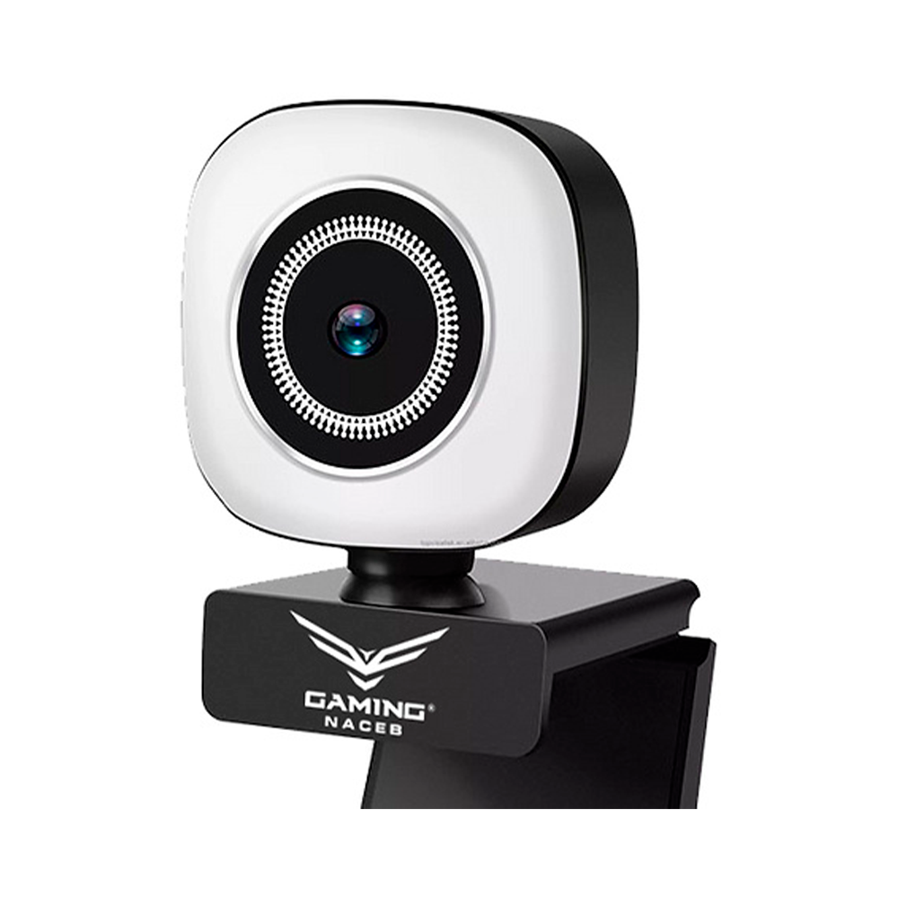 Cámara Web Naceb 1080P 30FPS con Micrófono luz LED color Negro con Blanco