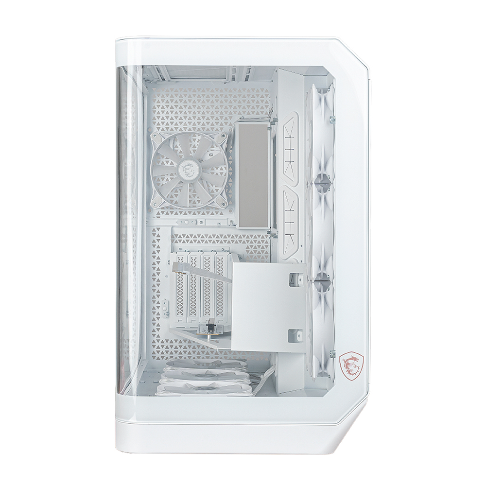 Gabinete MSI MAG PANO 120R PZ WH Blanco Cristal Templado 270grados Media Torre E-ATX (up to 305 x 280 mm) 1x 120mm PWM ARGB 3x 120mm PWM ARGB Fan (reverse-blade)