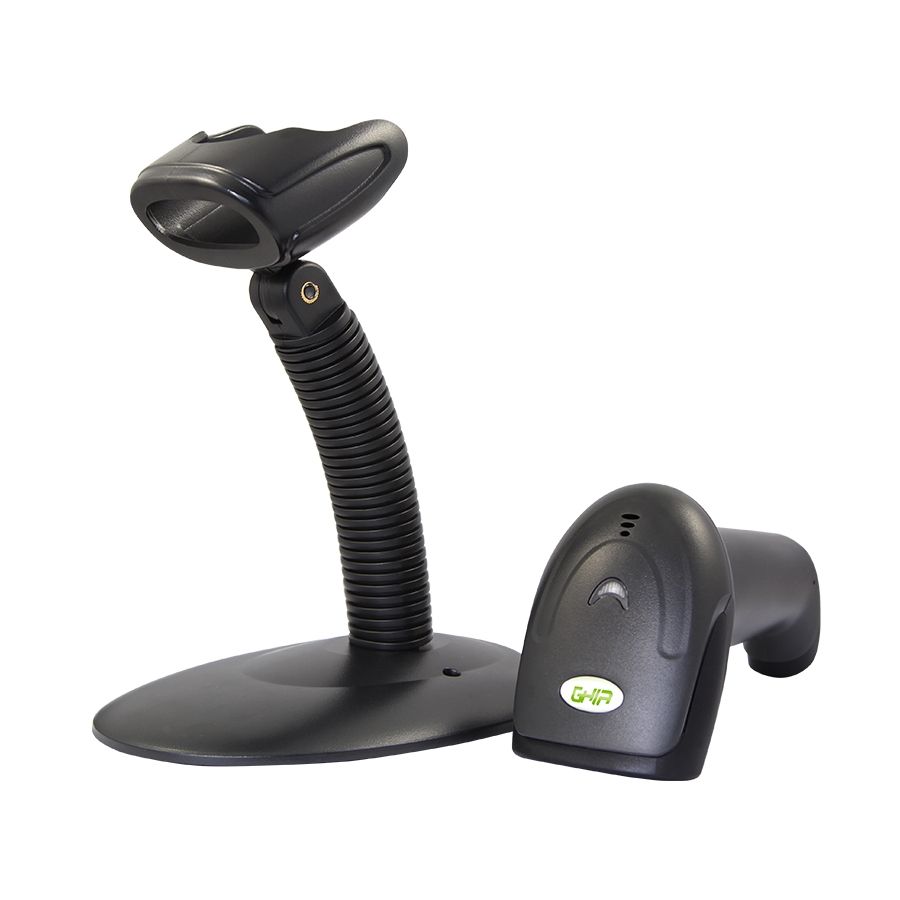 Lector de Códigos de Barra Ghia GSLB1 1D Láser USB con Base Negro