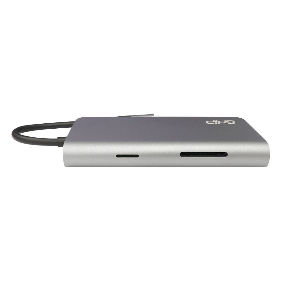 ADAPTADOR MULTIPUERTO / DOCKING STATION 8 EN 1 GHIA USB 3.1 DE TIPO C A HDMI/RJ45/USB 3.1 3/MICRO SD/ MEMORIA SD / C PD
