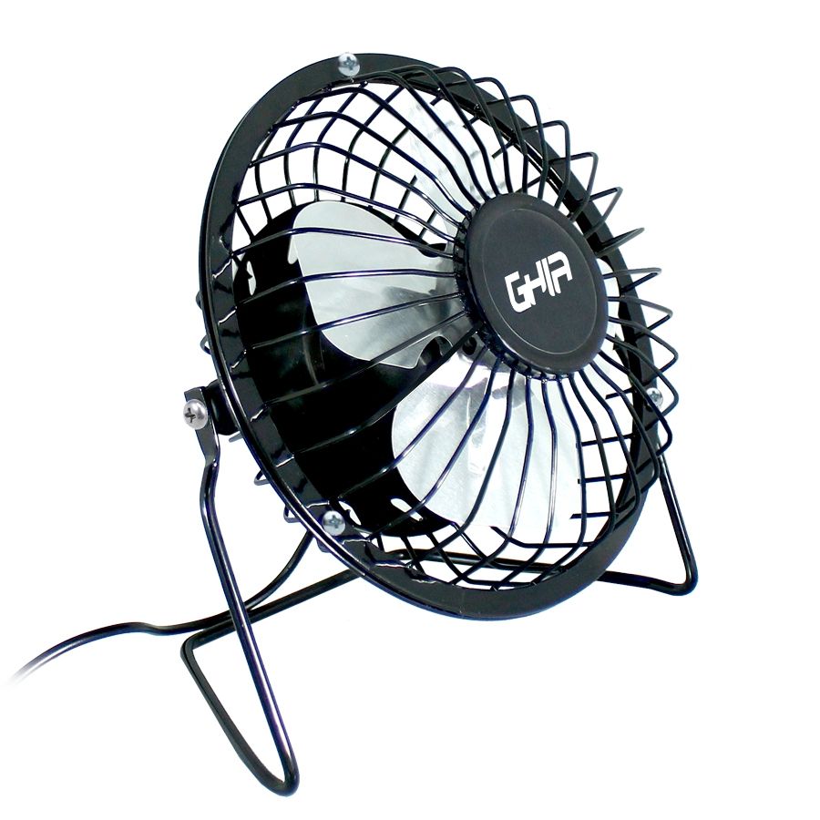 Mini Ventilador de Escritorio Ghia Metálico Negro Alimentación USB
