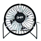Mini Ventilador de Escritorio Ghia Metálico Negro Alimentación USB