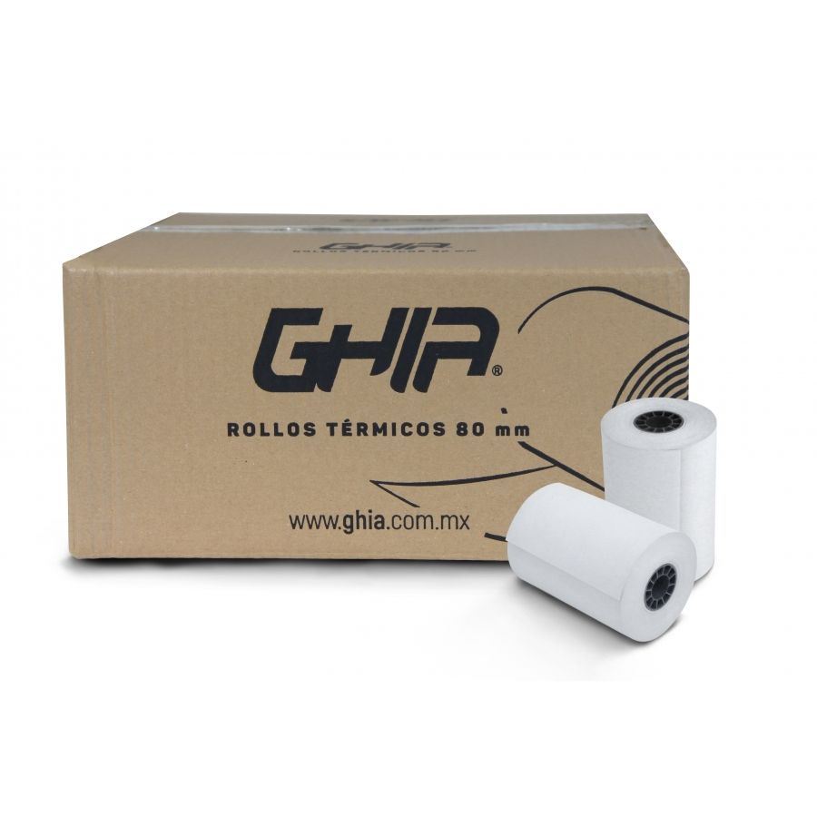 Paquete Rollo Papel Térmico Ghia CTG80N 80x70mm Impresoras 80mm Reacción Negro 50 Unidades