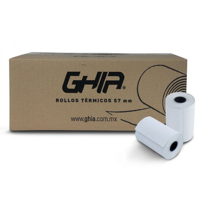 Paquete Rollo Papel Térmico Ghia CTG574N 57x40mm Impresoras 58mm Reacción Negro 50 Unidades