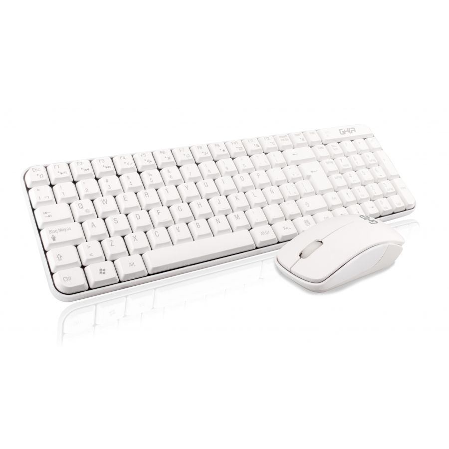 Combo Teclado Multimedia y Mouse Óptico Ghia GT4000WG Inalámbrico Receptor USB Blanco