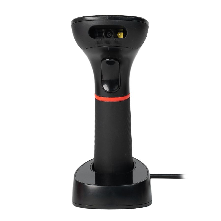 Lector de Códigos de Barra Ghia GSW2 Inalámbrico 2D LED Rojo y Blanco Bluetooth USB Base de Carga QR Negro
