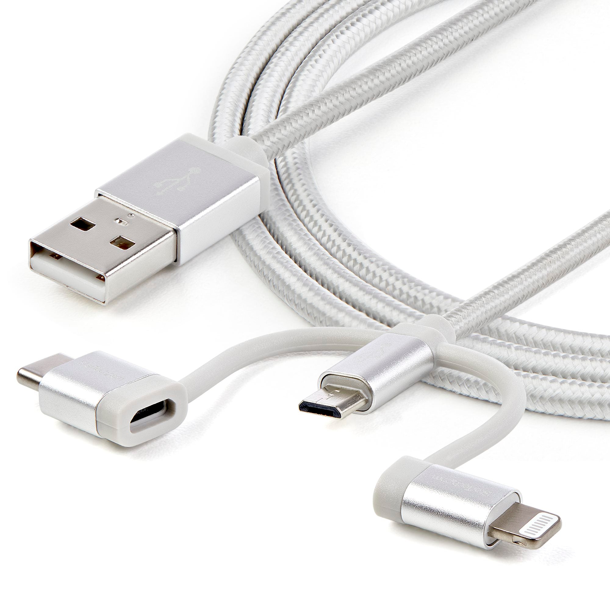 Cable 3 en 1 USB a Lightning, USB-C y Micro USB 1m StarTech.com Mod. LTCUB1MGR
