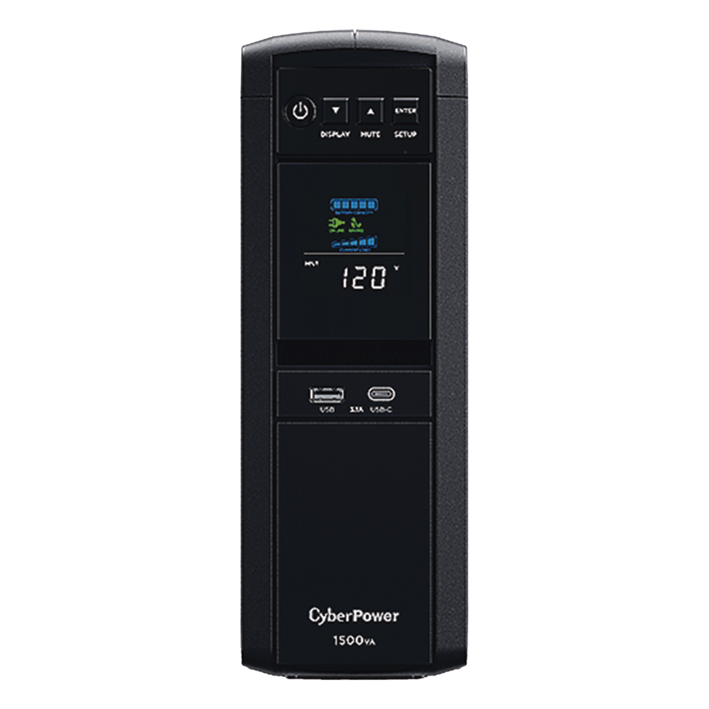 UPS CyberPower CP1500PFCLCDa torre Onda Senoidal AVR 1.5kVA/ 1000W 12 NEMA 5-15R (6 c/protección batería) 1xUSB-a y 1xUSB-C