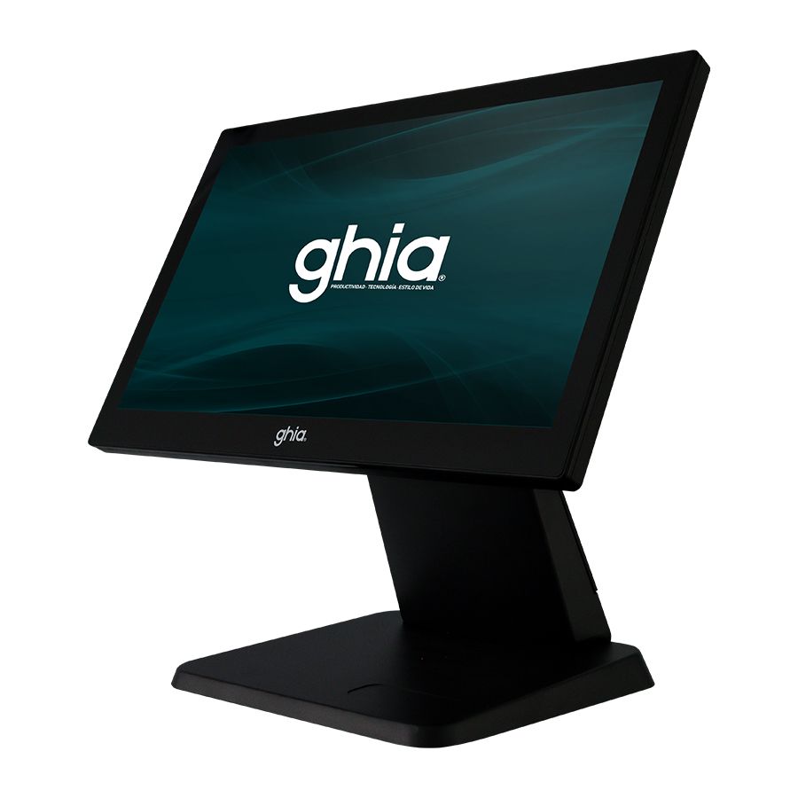 Terminal Punto de Venta Ghia GPOS315A All in One Touch Screen 15.6 Pulgadas Capacitiva Intel Celeron J4125 Quad Core 2GHz RAM 4GB ROM 128GB VGA COM USB x4 Windows 11 Negro
