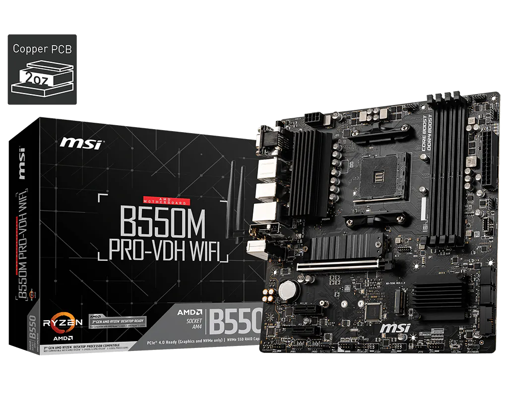 Tarjeta madre MSI B550M Pro-VDH Wifi socket AM4 4xDDR4 HDMI DP VGA Micro ATX