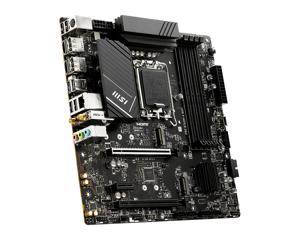 Tarjeta madre MSI Pro B760M-A Wifi socket 1700 Gen 12/13/14 4xDDR5 2xHDMI 2xDP Micro ATX