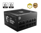 Fuente MSI 850W Gold 80 Plus full modular MPG conector PCIE5 Amarillo