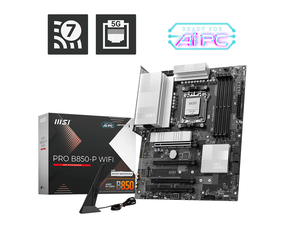 Tarjeta Madre MSI PRO B850-P WIFI WIFI Socket AM5 4xDDR5 1xHDMI 256GB MicroATX