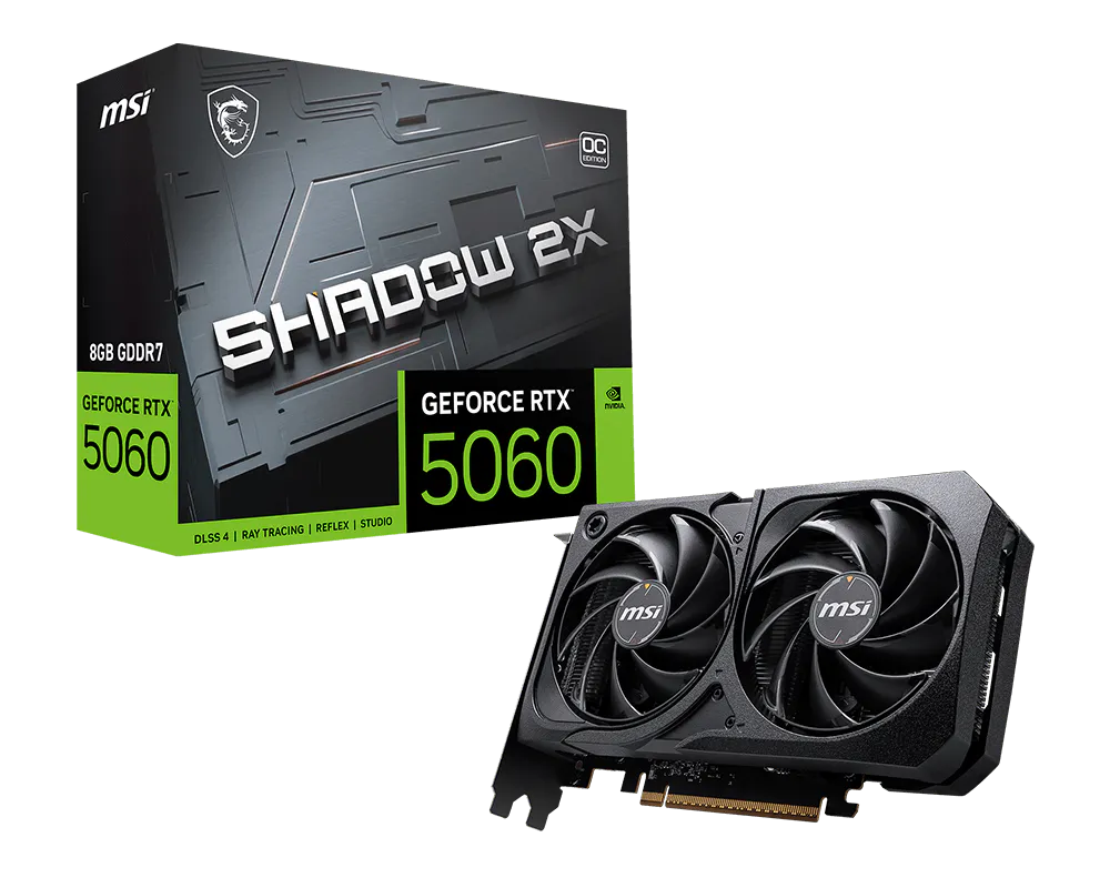 Tarjeta de video MSI 8GB RTX 5060 8G SHADOW 2x OC 2xfan GDDR7 1xHDMI 3xDP