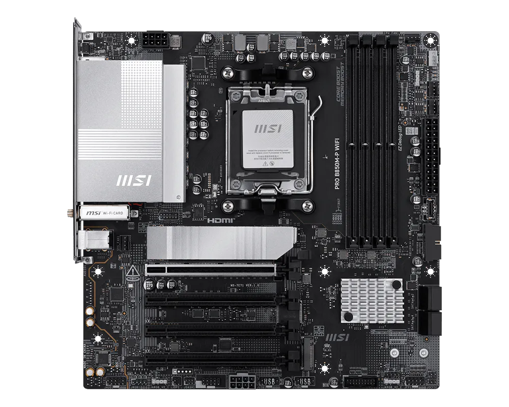 Tarjeta Madre MSI PRO B850M-P WIFI Socket AM5 4xDDR5 1xHDMI 256GB MicroATX