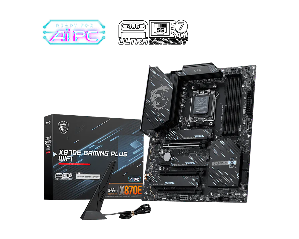 Tarjeta madre MSI X870E GAMING PLUS WIFI socket AM5 4xDDR5 HDMI USB C DisplayPoprt ATX
