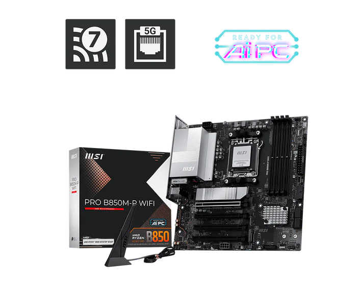 Tarjeta Madre MSI PRO B850M-P WIFI Socket AM5 4xDDR5 1xHDMI 256GB MicroATX