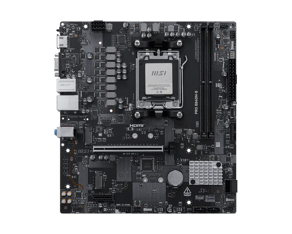 Tarjeta Madre MSI PRO B840M-B Compatible con AM5 2xDDR5 1xHDMI 128GB MicroATX