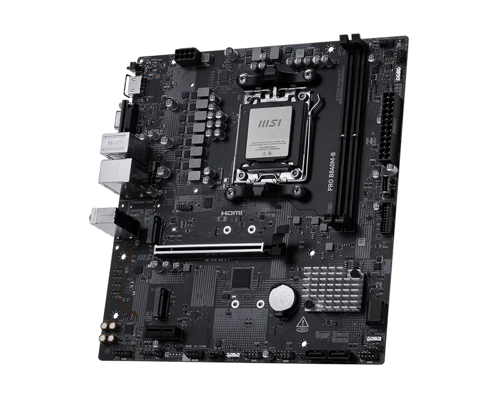 Tarjeta Madre MSI PRO B840M-B Compatible con AM5 2xDDR5 1xHDMI 128GB MicroATX
