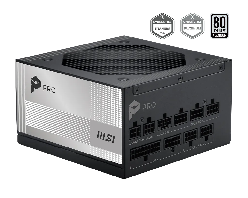 Fuente de poder MSI 1000W Paltinum 80 Plus Full Modular PRO A1000PL PCIE5 ATX