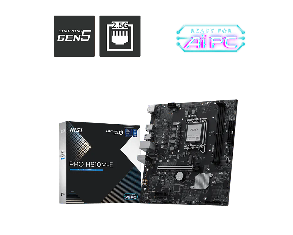Tarjeta Madre MSI PRO H810M-E socket 1851 Ultra Series 2 2xDDR5 6400Mhz 1xDP 1xHDMI