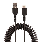 Cable Carga 50cm USB-A a USB-C Espiral Carga Rapida Negro StarTech.com Mod. R2ACC-50C-USB-CABLE