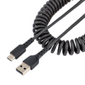Cable Carga 50cm USB-A a USB-C Espiral Carga Rapida Negro StarTech.com Mod. R2ACC-50C-USB-CABLE