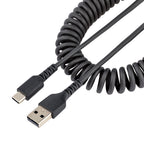 Cable Carga 50cm USB-A a USB-C Espiral Carga Rapida Negro StarTech.com Mod. R2ACC-50C-USB-CABLE