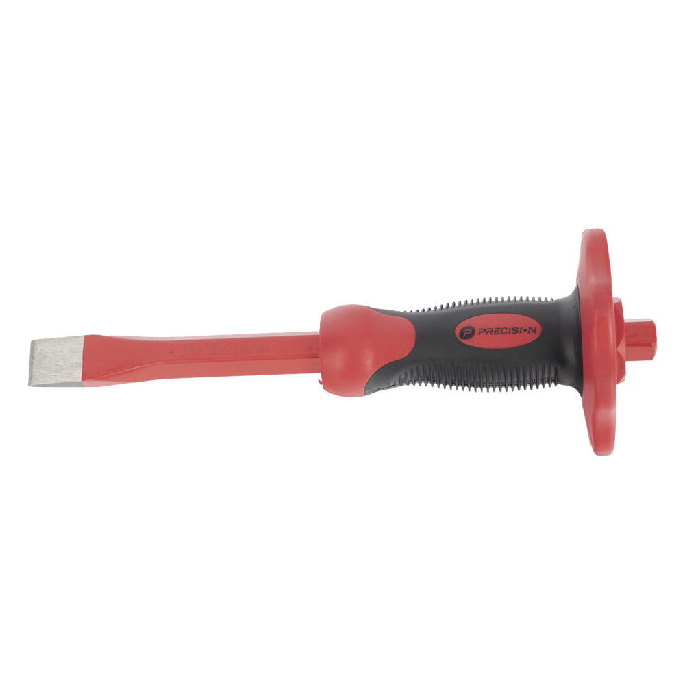 Cincel de Punta Plana con Protector para Manos