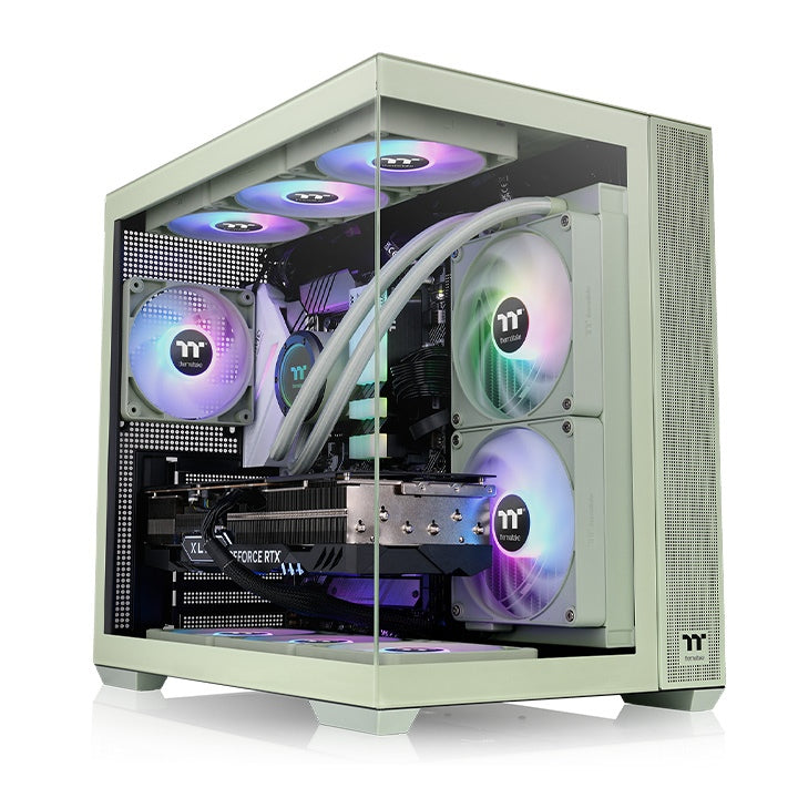 Gabinete Thermaltake View 380 TG ARGB Mid Tower Matcha Verde 4xVentiladores 120mm ATX CA-1Z2-00M1WN-00 Hidden-Connector Motherboards from ASUS MSI GIGABYTE